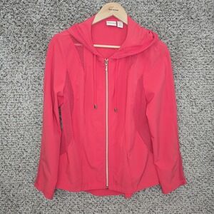 Chicos‎ Zenergy Jacket Womens 1 US Medium Pink Full Zip Hooded Lightweight